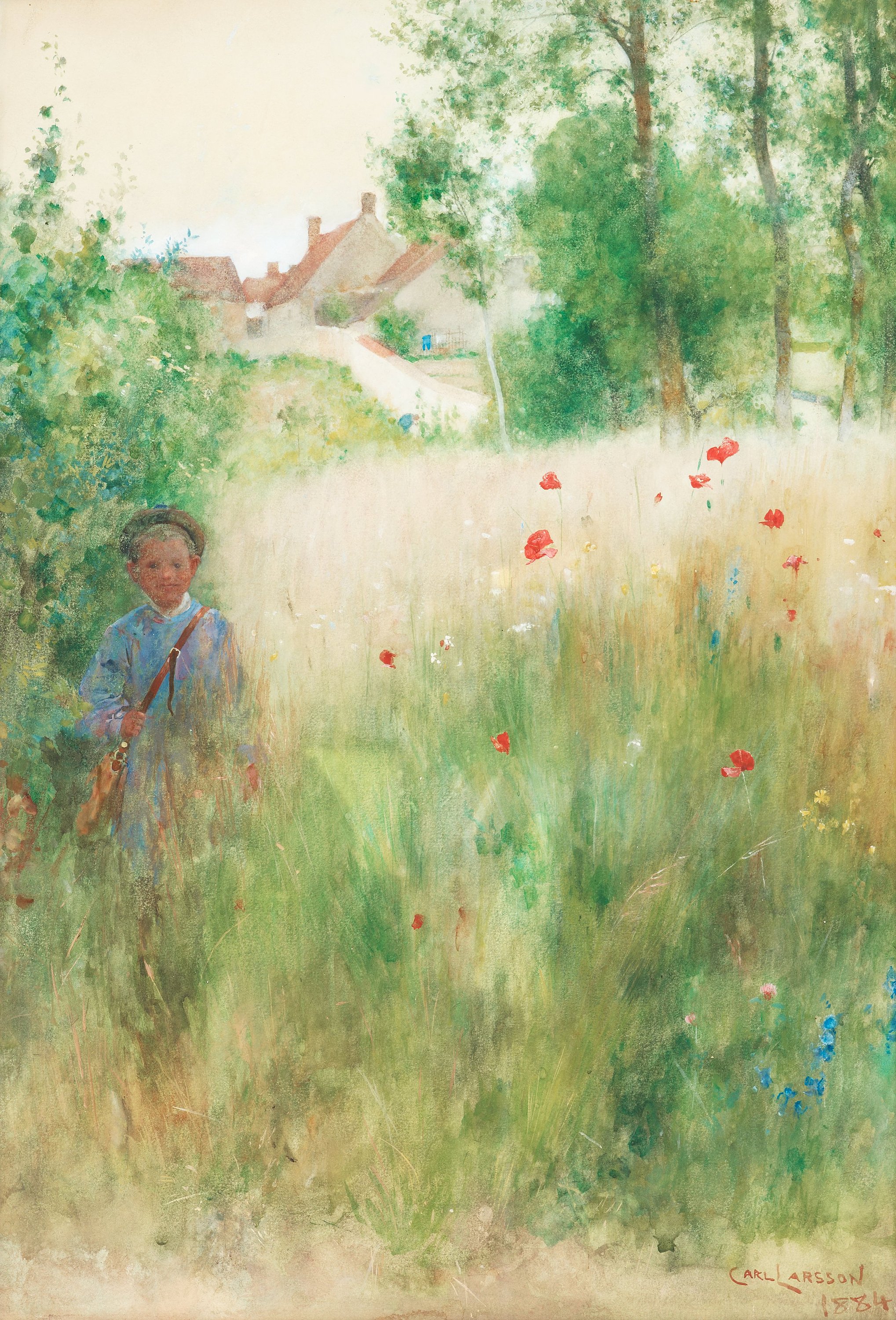 Carl Larsson, Vallmor / Les coquelicots, 1884, akvarell. Foto: Bukowskis