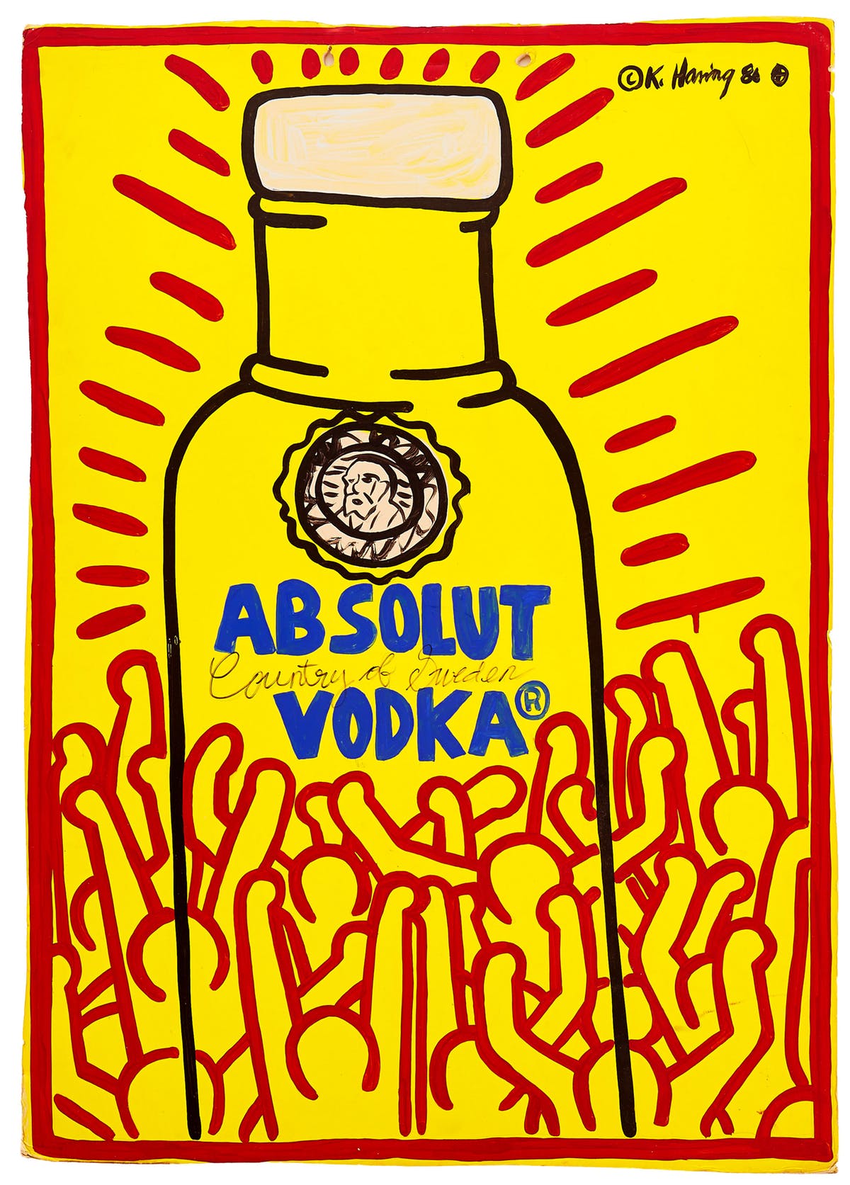 ”Absolut Vodka”. Signed and dated © K. Haring 86. Bild Uppsala Auktionskammare