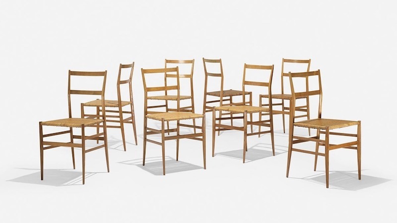 8 Exemplare des "Superleggera", den Gio Ponti für Cassina entwarf | Foto: Barnebys