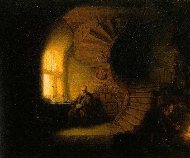Philosopher in Meditation (or Interior with Tobit and Anna) by Rembrandt