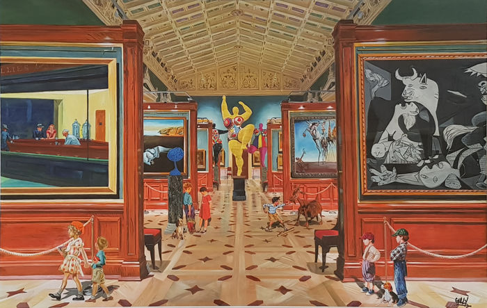 Gully, Rockwell and co meet Dali, Picasso, Saint Phalle and Hopper 1, 2016 | Abb. via Catawiki