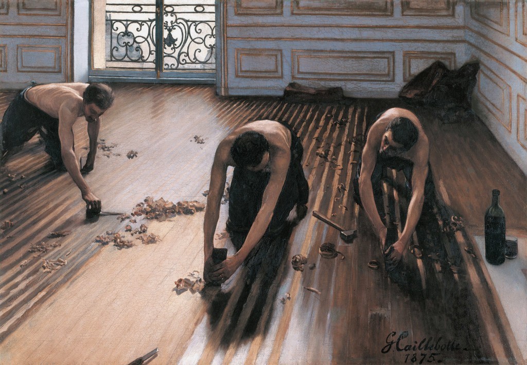古斯塔夫·卡耶博特, Les Raboteurs de Parquet, 1875年巴黎奧賽博物館