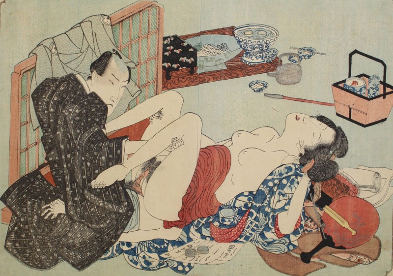 SHIGENOBU YANAGAWA. Arte shunga. Imagen vía: Barnebys
