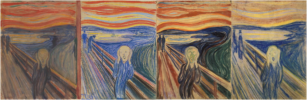 Le quattro versioni del dipinto. Immagine via journals.ametsoc.org.