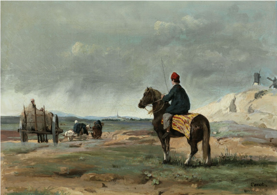 JEAN-BAPTISTE CAMILLE COROT (1796 Paris 1875) - Le fermier de Pithiviers, Öl/Lwd., signiert, um 1840