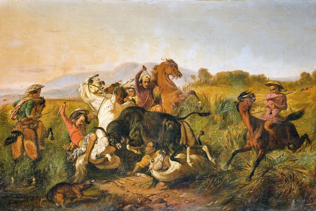 Raden Saleh, « Chasse au taureau sauvage (Bateng) », 1855, image via Le Jakarta Post