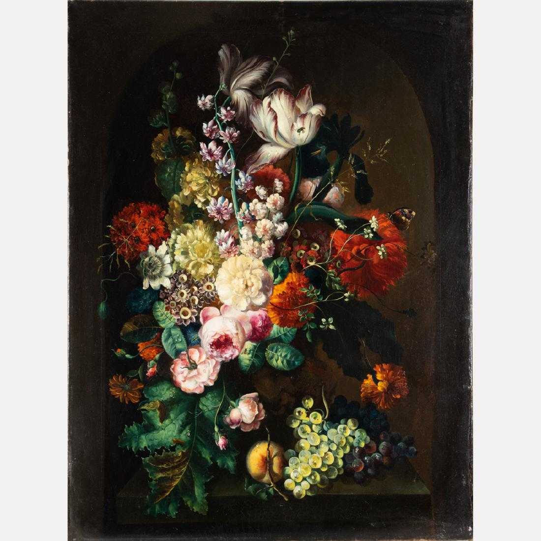 Oil on canvas titled Still Life with Flowers after Margaretha Haverman (circa 1693-after 1739), the renowned flower painter from the Northern Netherlands (est. $5,000-$7,000).