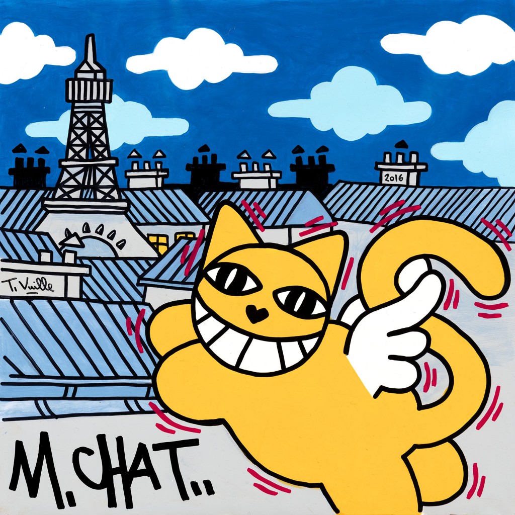 M Chat in love, Acrylique sur toile, 2016, 60x60cm