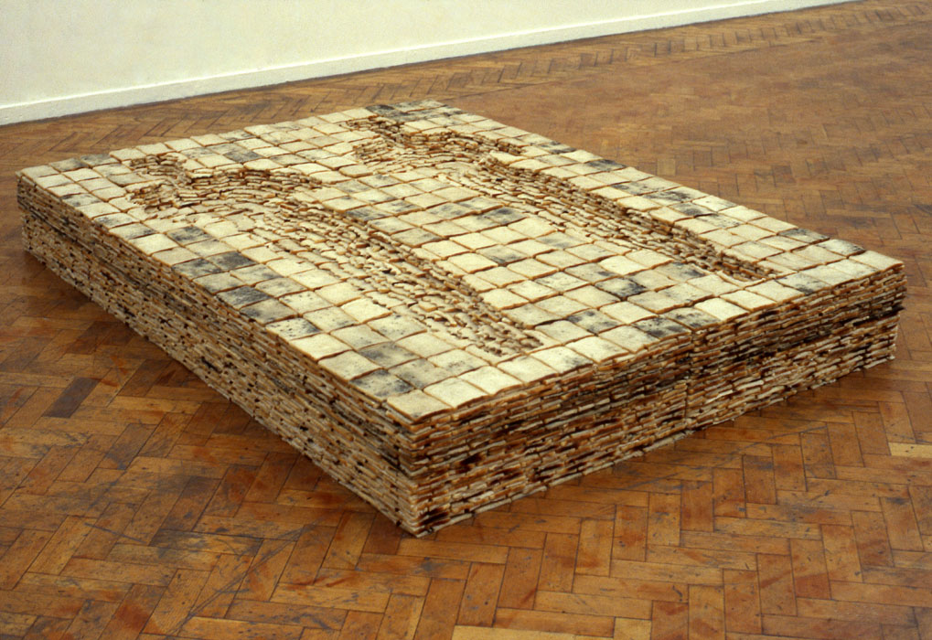 BED, 1980 - 1981 Bread and wax 28 x 220 x 168 cm Installation view, Whitechapel Art Gallery, London, England, 1981
