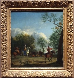 The colourful 'A hawking party setting out', 1660. Oil on panel.