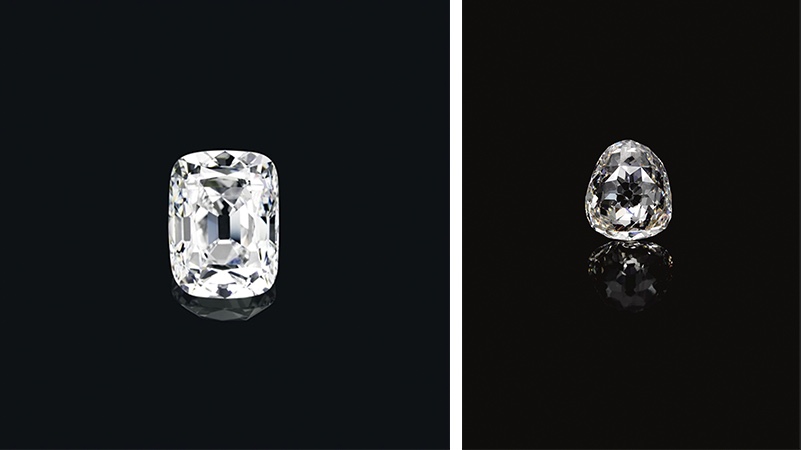Links: Aus kaiserlichem Besitz: Der Erzherzog Joseph-Diamant (Foto: Christie's) Rechts: Der Beau Sancy verfügt über eine royale Provenienz, die sich lange zurückverfolgen lässt (Foto: Sotheby's)