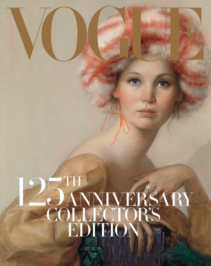 Jennifer Lawrence painted by John Currin for the September 2017 cover of VogueImage: Vogue/John Currin