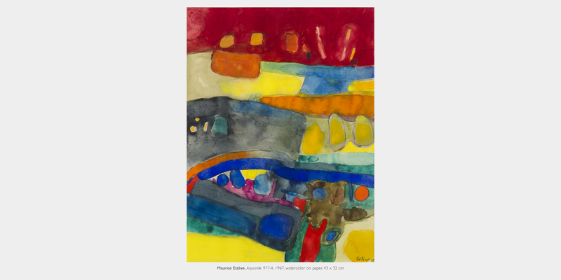 18 verk av Maurice Estève från åren 1939-1988 visas hos David Lévy. Oil on canvas