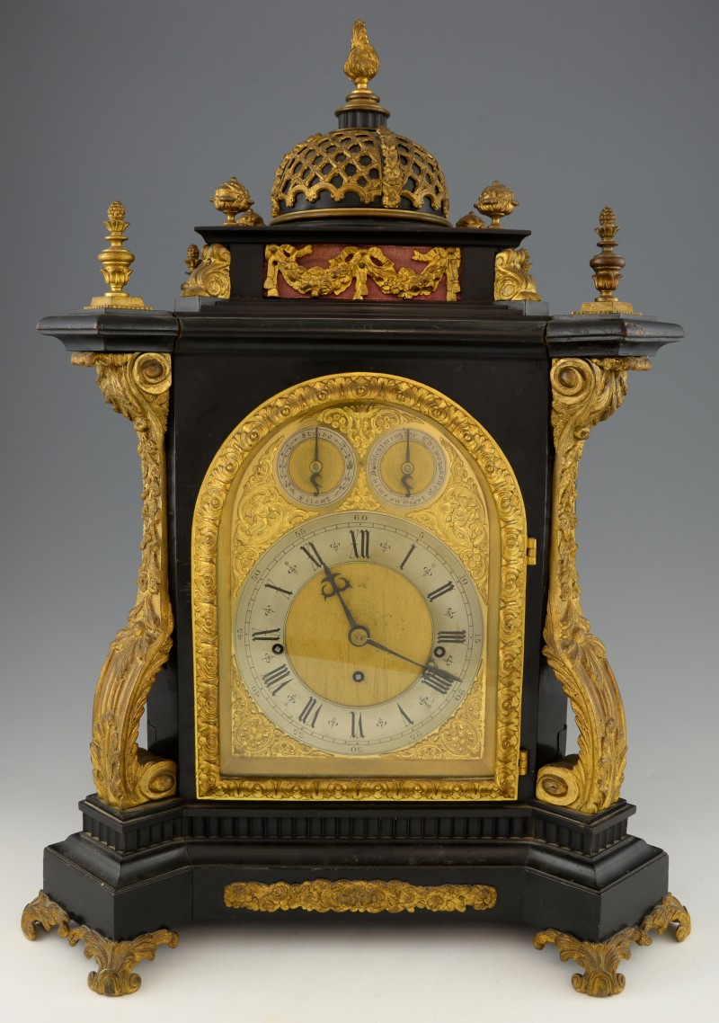 An early 19th century ebonised three train fusee bracket clock, sold for £2,540