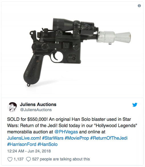 Annonce de Julien's Auctions sur Twitter