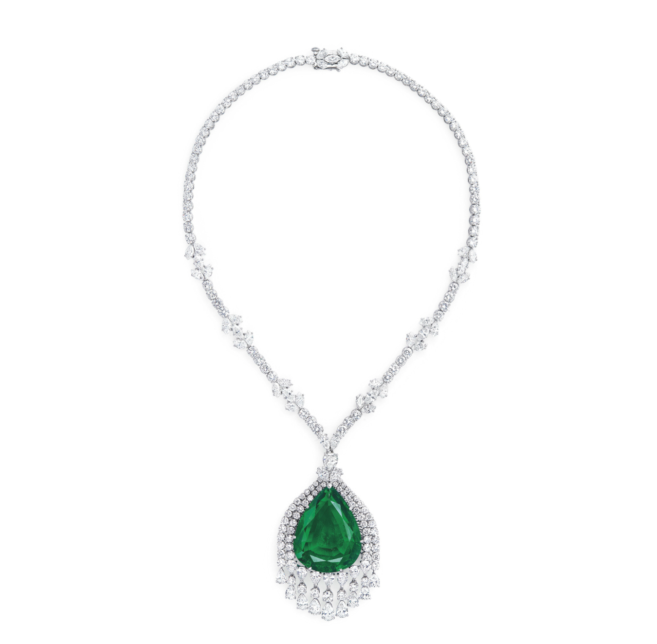 Le pendentif émeraude qui sera vendu chez Christie's le 15 mai, image © Christie's