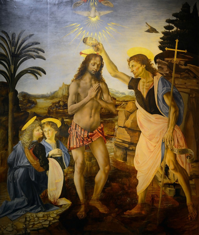 The Baptism of Christ, oil on wood paneling. about 1470-75. Image: barnebys.de