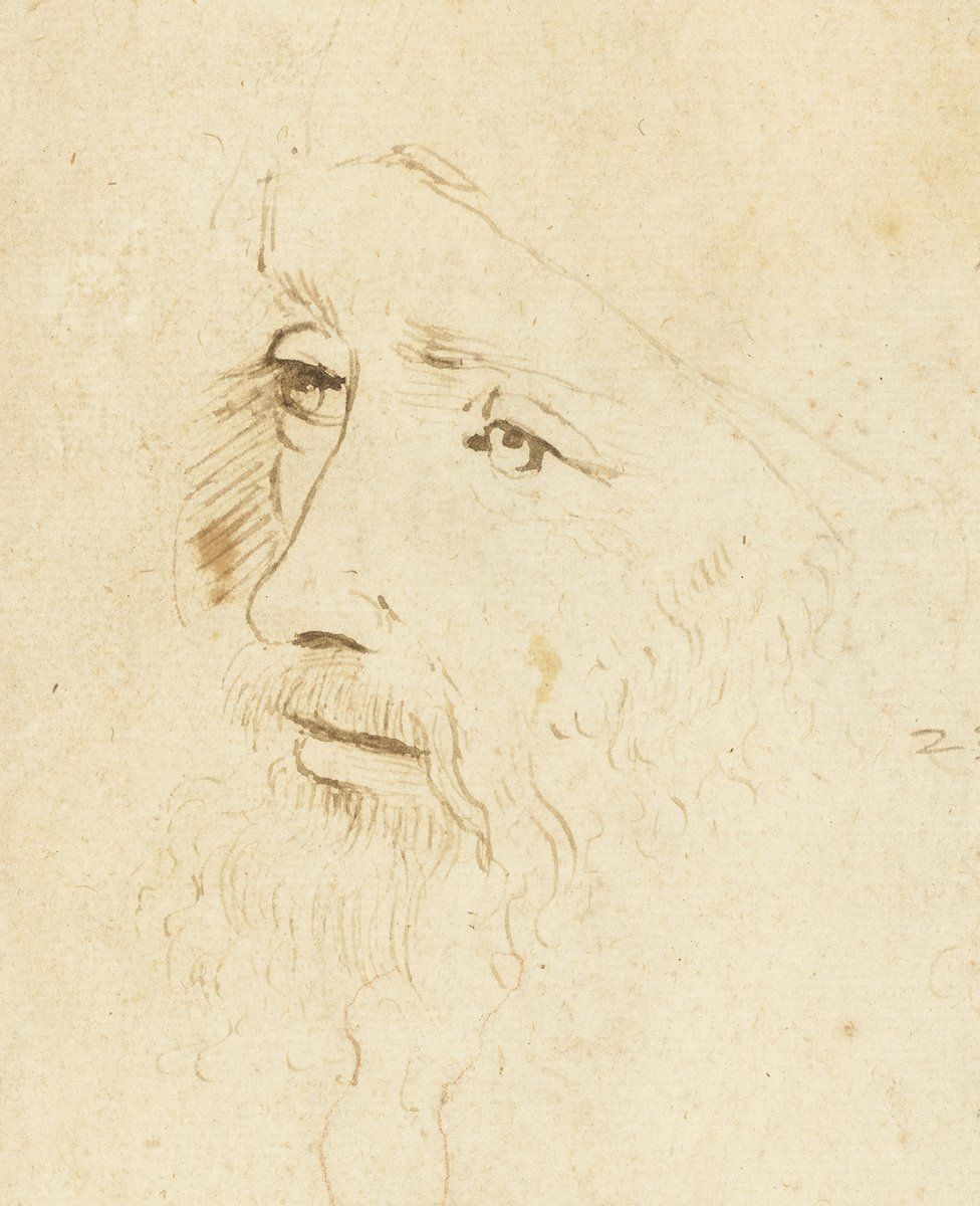 Possible portrait of Leonardo da Vinci on a sketch sheet in the Royal Collection (detail) | Photo: Royal Collection Trust via BBC