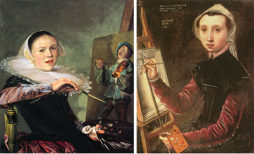Links: Judith Leyster, Selbstportrait, 1630 Rechts: Catarina van Hemessen, Selbstportrait, 1548