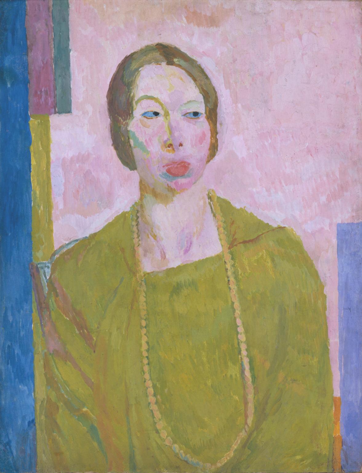Mrs St John Hutchinson 1915 av Vanessa Bell. Novellförfattaren Mary Hutchingson hade en affär med Bells man Clive, något som Bell var fullt medveten om. Kanske förklarar det detta osmickrande porträtt. När det, till modellens förtret, ställdes ut skrev Vanessa Bell ‘It’s perfectly hideous…and yet quite recognisable’. Bild: Tate
