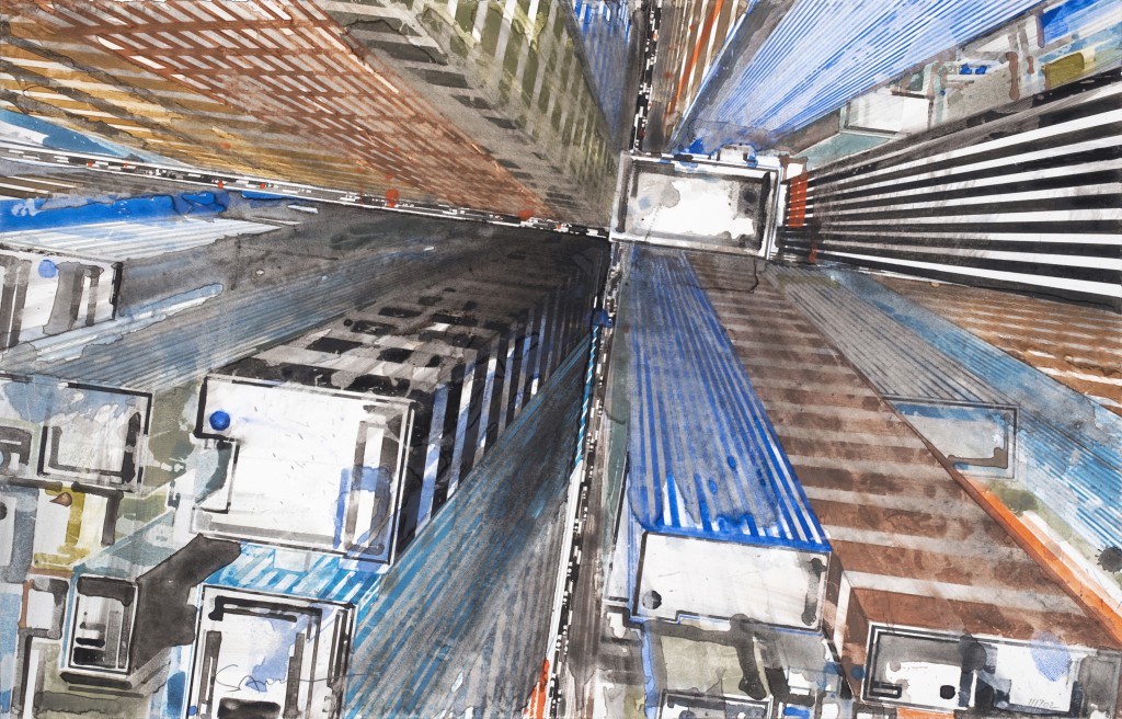 Gottfried Salzmann, « Crossroads », aquarelle sur papier, 30 x 47cm, 2017