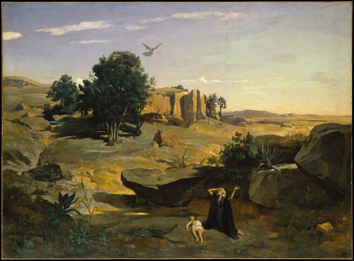 JEAN-BAPTISTE COROT. "Agar dans le Désert". (1835).
