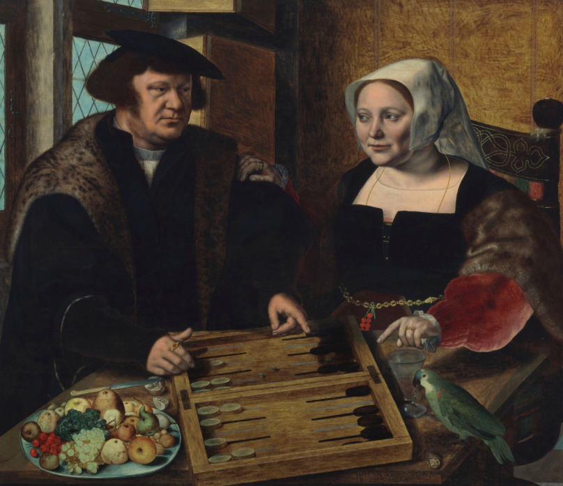 Double Portrait of a Husband and Wife, Half-Length, Seated at a Table, Jan Sanders van Hemessen. 1532. Image: Christie's