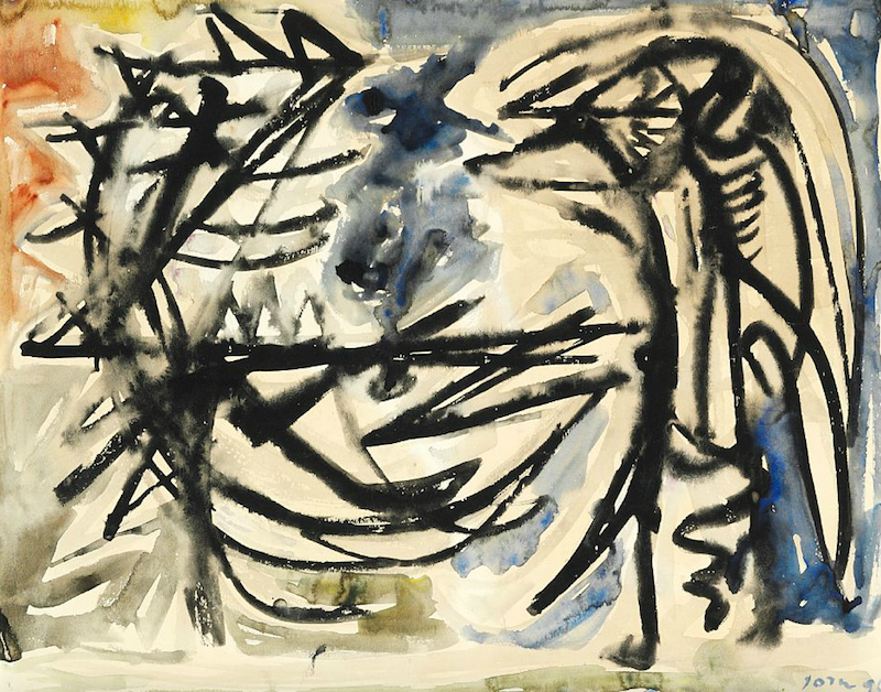 Asger Jorn « Silhouettes de deux oiseaux », image via cobraartcollection.com