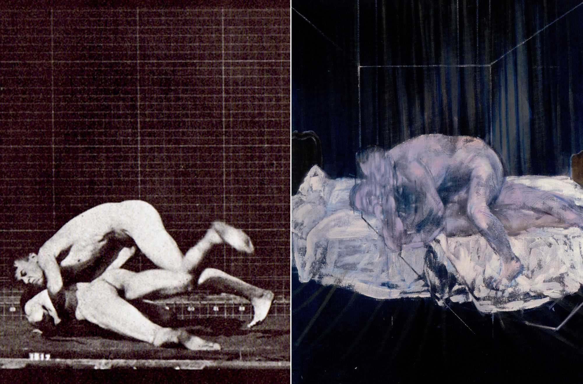 Edward Muybridge, Wrestlers, circa 1880 - Francis Bacon, Two Figures, 1953, foto via Pinterest