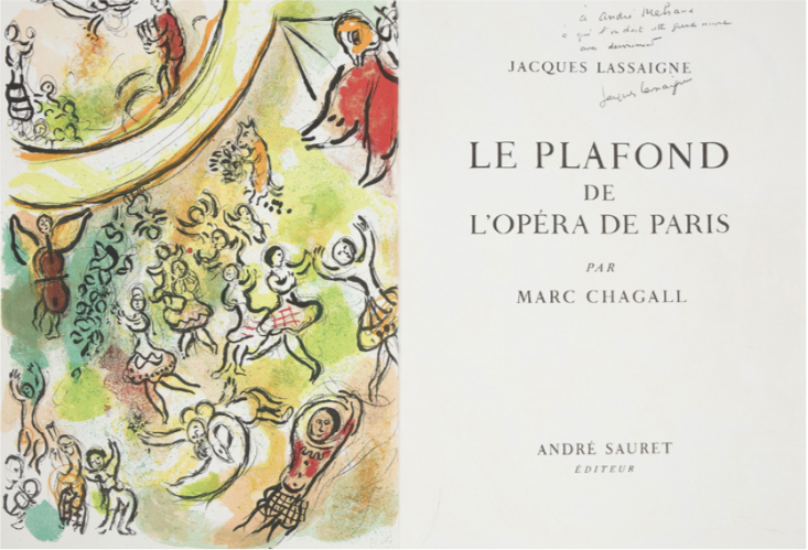 « Le Plafond de l’opéra de Paris » de Marc Chagall et Jacques Lassaigne, image via Aguttes