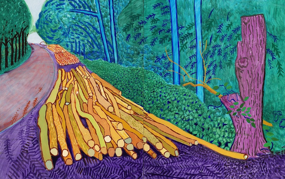David Hockney, 'More Felled Trees on Woldgate.' 2008, Oil on two canvases. © David Hockney, Photo Credit: Richard Schmidt