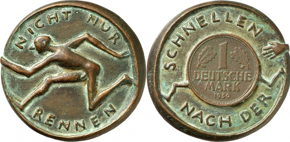 HEINZ HOYER - Nicht nur rennen nach der schnellen Mark, 1993 © Münzkabinett, Staatliche Museen zu Berlin Foto: Reinhard Saczewski
