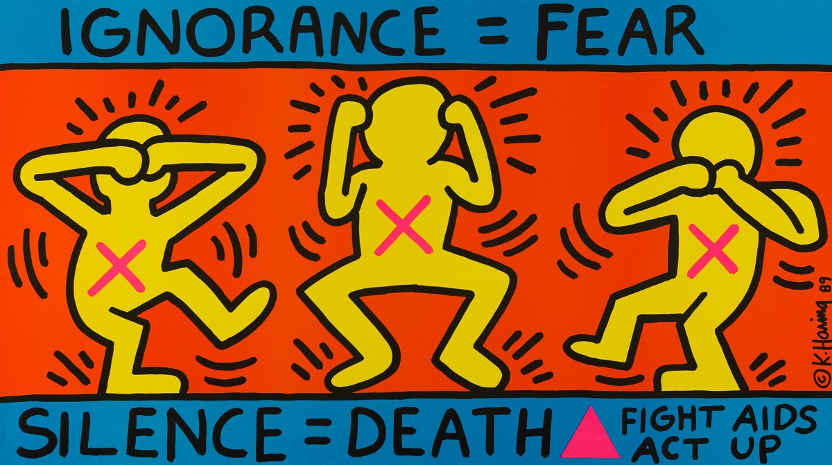 KEITH HARING. "Ignorance =Fear" (1989)