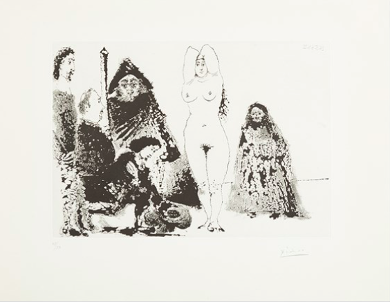 Pablo Picasso, Jeune homme faisant, gravure, 1968
