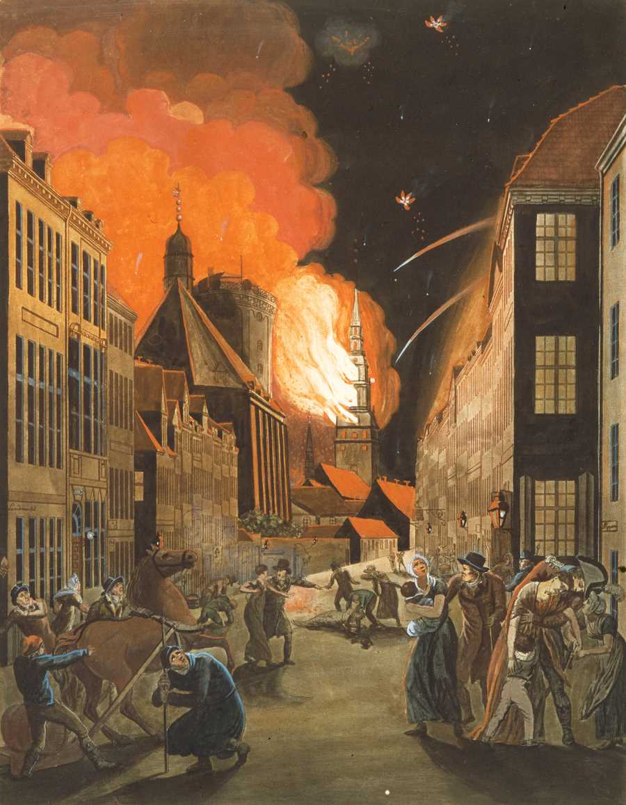 "Köpenhamn brinner", Christoffer Wilhelm Eckersberg år 1807. Foto: Wikicommons.