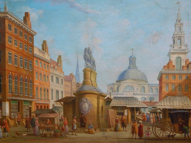 Ansicht Stock Market London, Öl/Lwd., bezeichnet Jonnson & Harper, 20. Jh.