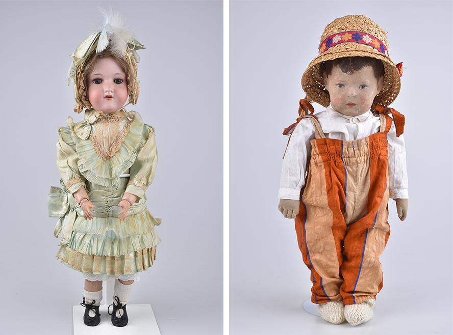 Links: ARMAND MARSEILLE Mädchen ab 1912 Rechts: KÄTHE KRUSE Junge, Puppe I, 1920er Jahre | Fotos: Alino