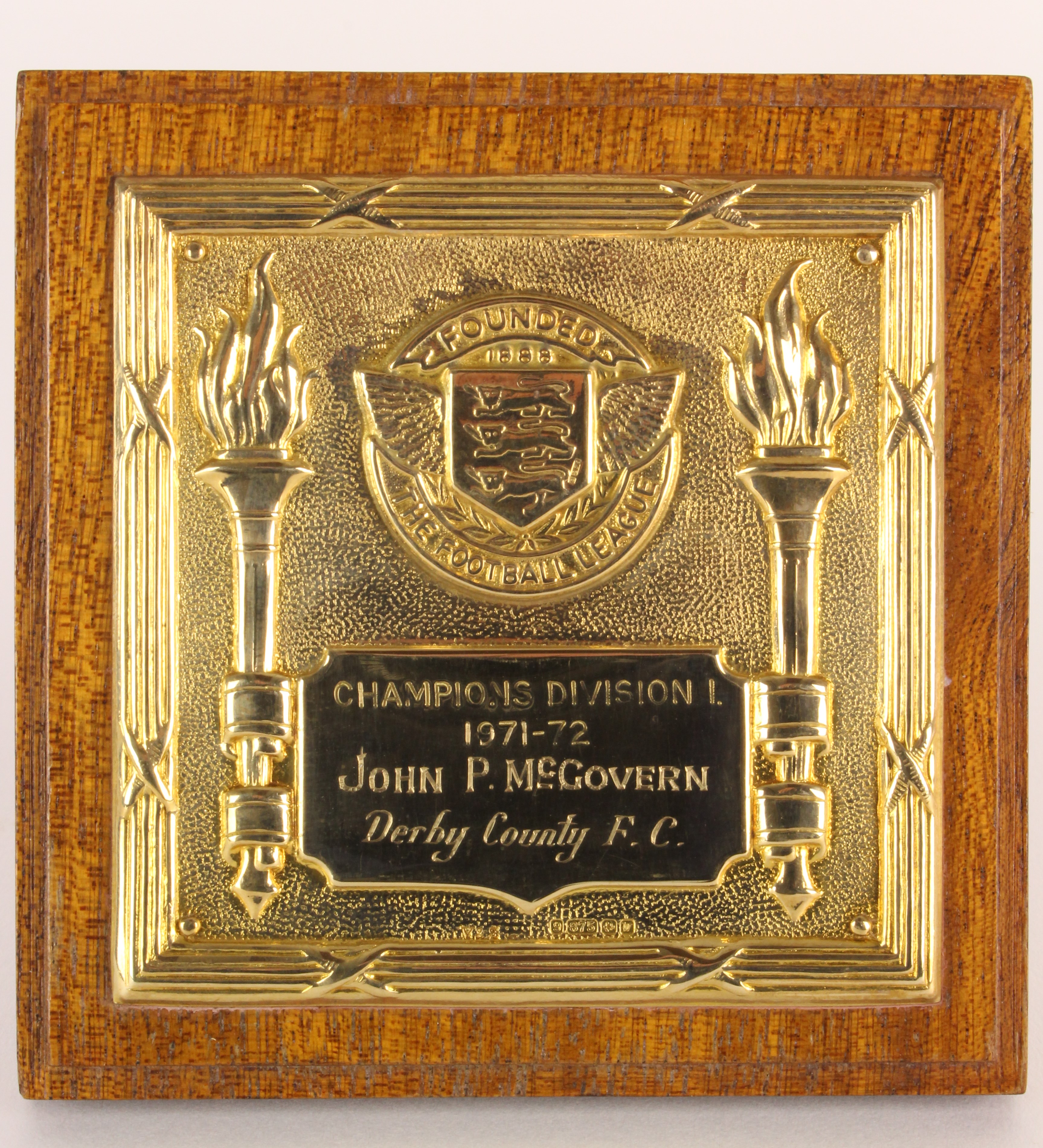 John McGovern's Derby County Football League Division 1 Winner's medal, season 1971/72, in original box