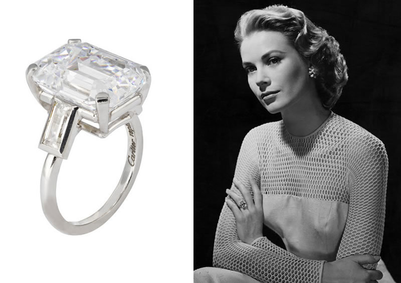 Schauspielerin Grace Kelly sagte "Ja" zu Fürst Rainier von Monaco ...und einem Diamantring von Cartier