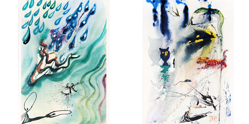 T.v. Salvador Dalí, "The Pool of Tears", 1969 T.h. Salvador Dalí "A Caucus Race and a Long Tale", 1969