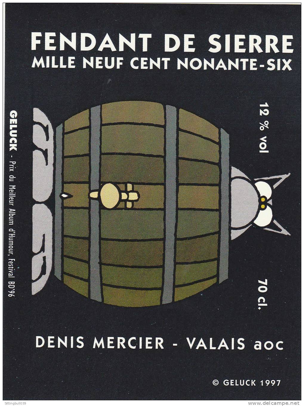 Geluck pour le Domaine Mercier Vins, 1997, image via Delcampe