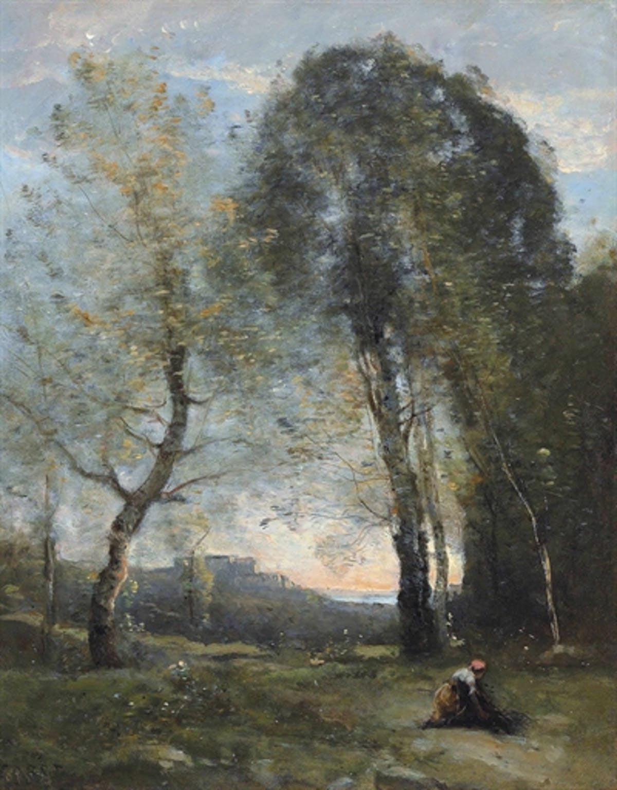 Jean-Baptiste Corot, « Souvenir d'Italie. Paysanne ramassant du bois », huile sur toile
