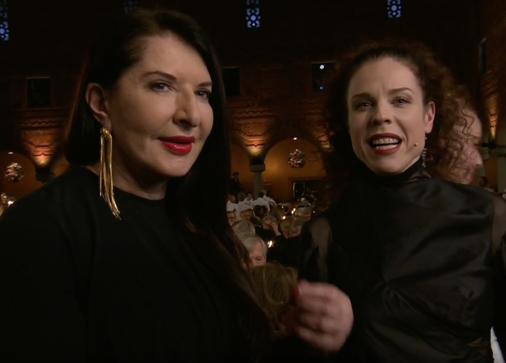Marina Abramović intervistata da Jessika Gedlin durante la Nobel Week.