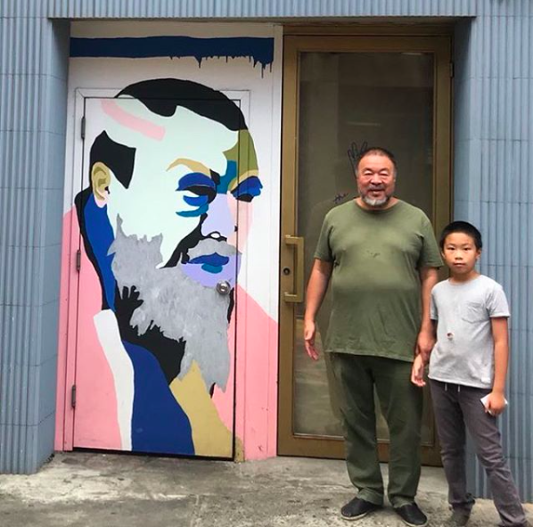 Ai Weiwei with his son. Image: Instagram @aiww