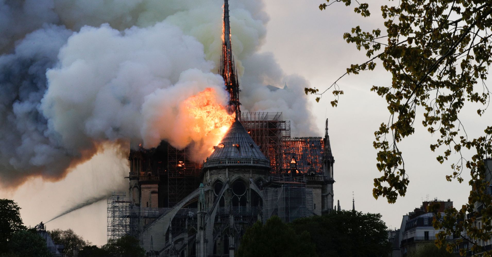 Notre-Dame in flames. Image: CNBC