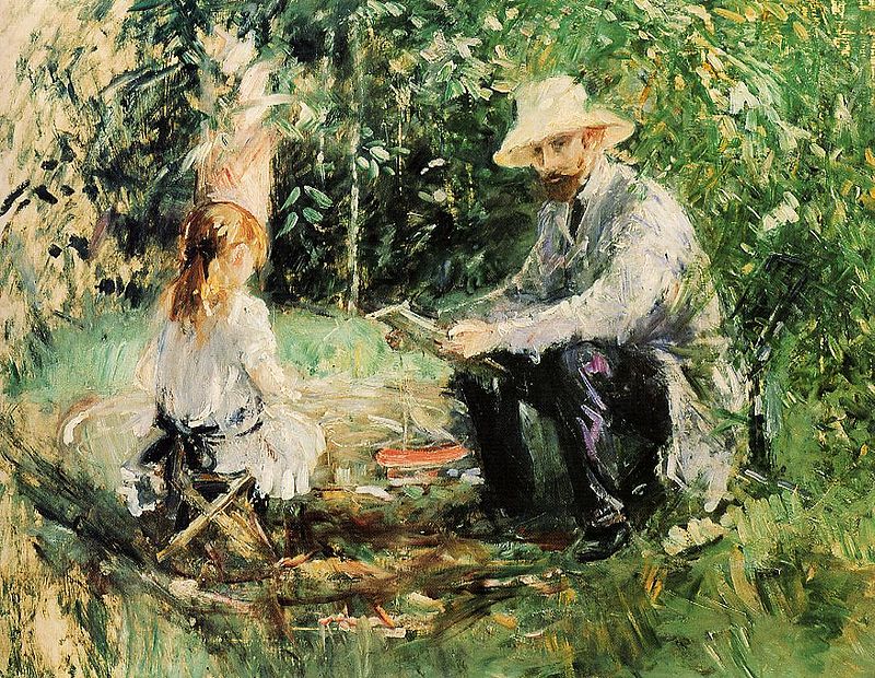Berthe Morisot, "Eugène Manet et sa fille au jardin", 1883.