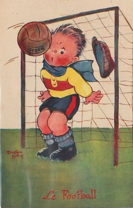 FOOTBALL - carte illustrée par Béatrice MALLET (publicité pour la Belle Jardinière) Clément Maréchal
